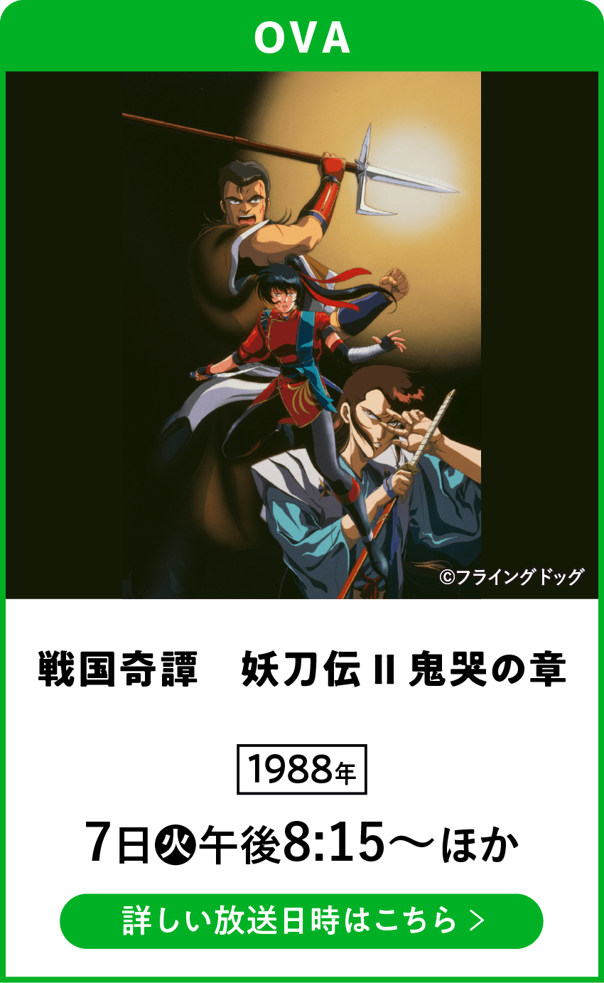 戦国奇譚　妖刀伝 Ⅱ 鬼哭の章 | 「VHSを巻き戻せ！俺たちのOVA特集」特設サイト ｜衛星劇場