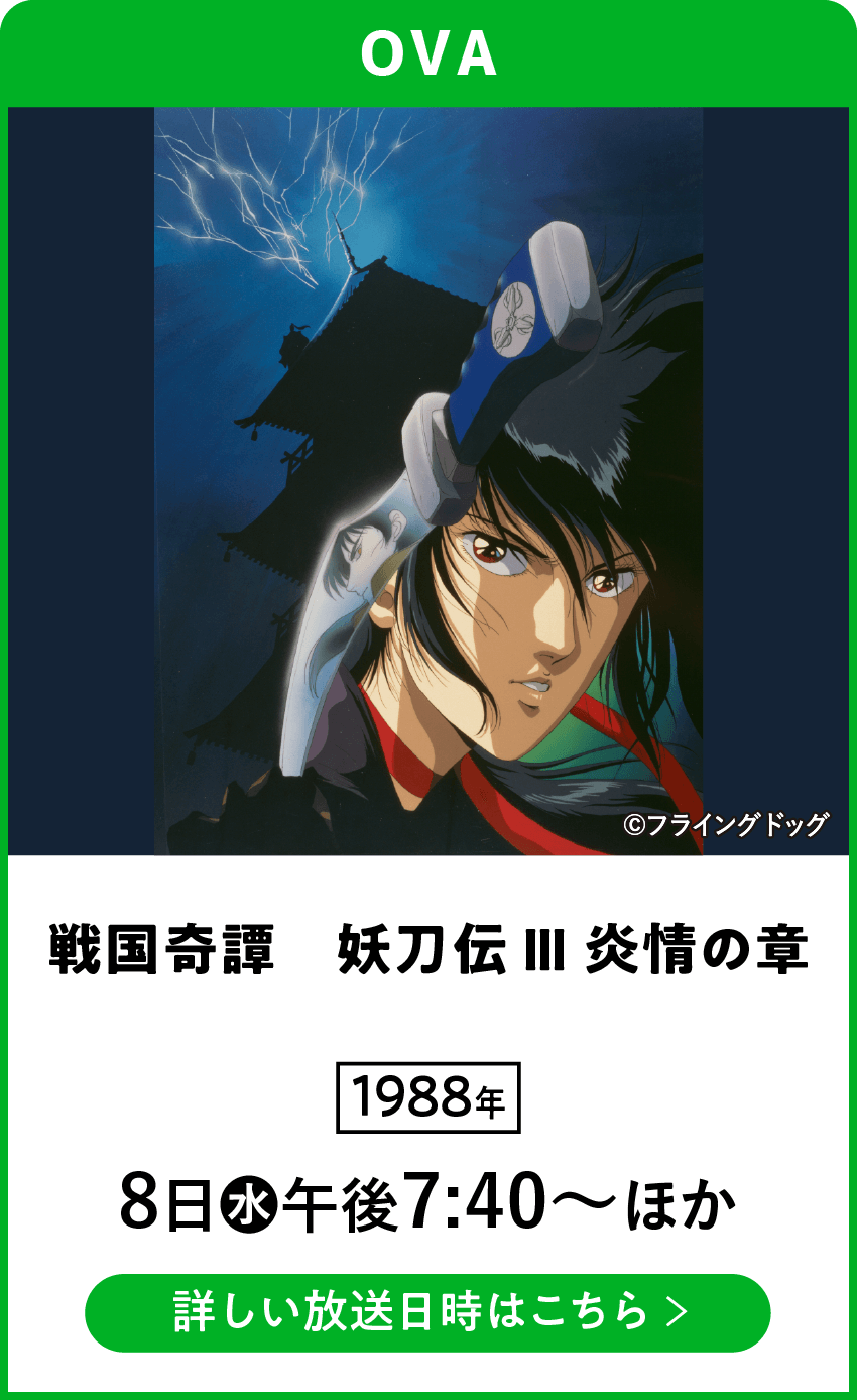 戦国奇譚　妖刀伝 Ⅲ 炎情の章 | 「VHSを巻き戻せ！俺たちのOVA特集」特設サイト ｜衛星劇場